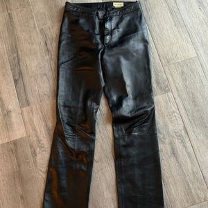 Rem Garson Leather straight leg pants with lining